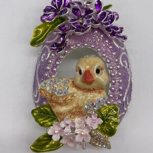 New Kirks Folly Easter Wishes Chick Egg Magnetic Enhancer Silvertone Lavender